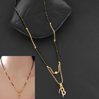 CLONEO B letter alphabet Pendant 18 Inch Mangalsutra with Gold Plated Mangalsutra COMBO Alloy Mangalsutra