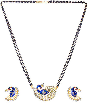 Anamya Alloy Gold-plated Black Jewellery Set(Pack of 1)