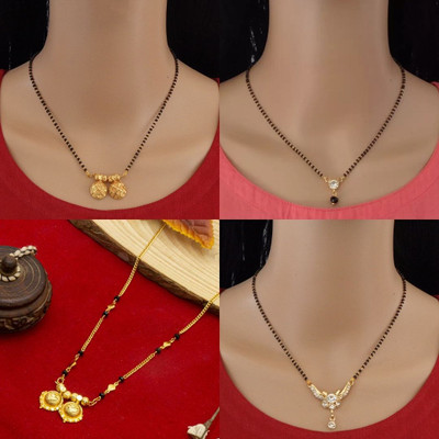 Dency Pack Of 4 Gold Plated Mangalsutra Tanmaniya For Women Alloy Mangalsutra