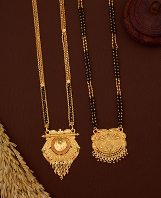 Siyajewelly bestseller Combo of 2 Traditional Brass, Crystal Mangalsutra