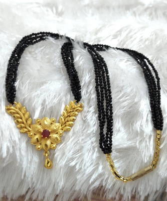 Gorkhastyle Premium Quality Nepali Tradional Mangalsutra In Black Hydro Crystal Brass Mangalsutra