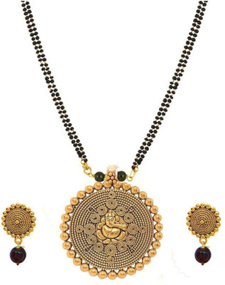 Anamya Alloy Gold-plated Black Jewellery Set(Pack of 1)