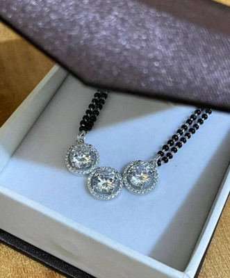 Temora American Diamond Short Mangalsutra For Women Brass Mangalsutra