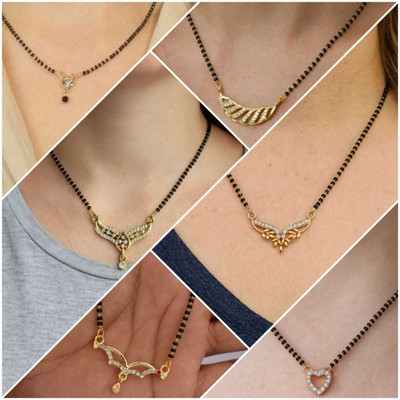 ELCETRATD JEWELLERY shimmering beautiful tanmaniya PACK OF 6 combo for women Alloy Mangalsutra