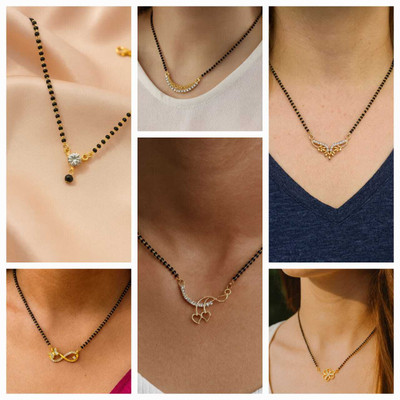 ELCETRATD JEWELLERY shimmering beautiful tanmaniya PACK OF 6 combo for women Alloy Mangalsutra