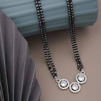 Temora American Diamond Short Mangalsutra For Women Brass Mangalsutra