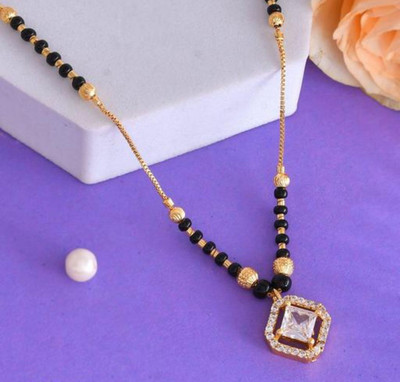 Labhumaa Fancy designed short daily wear mangalsutra | Single diamond mangalsutra Alloy Mangalsutra