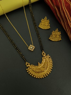 DHARM JEWELS Fancy Gold Plated Mangalsutras And Pendent Chain Alloy Mangalsutra