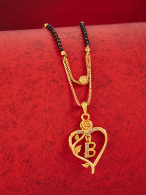 BOGHRA SALES Excellent B Letter Diamond Gold Heart Mangalsutra For Women,Girls Alloy, Copper Mangalsutra