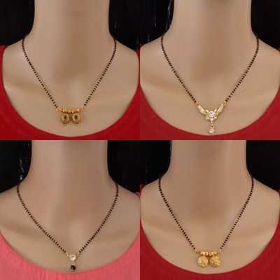 RAMDEV ART FASHION JEWELLERY Designer Alloy Gold Plated Mangalsutra For Women and Girls Pack of 4 Alloy Mangalsutra