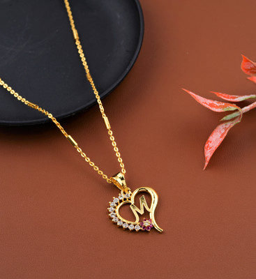 Twillet American Diamond Latter Name M Diamond Gold-plated Plated Alloy Chain Set