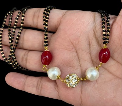 Aviman Creations BEAUTIFUL RED PEARL MANGALSUTRA SET Brass Mangalsutra