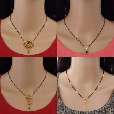 RAMDEV ART FASHION JEWELLERY Pack of 4 Alloy Gold Plated Mangalsutra For Women and Girls Alloy Mangalsutra