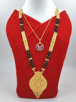 BJ FASHION Brass Gold-plated Gold, Pink Jewellery Set(Pack of 1)