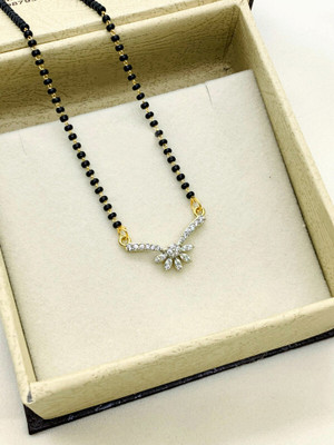 Temora American Diamond Short Mangalsutra For Women Brass Mangalsutra