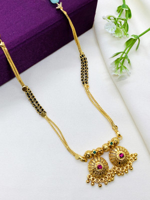 Hitarth Fashion Jewellery Gold Plated Vati Long Mangalsutra For Women Brass Mangalsutra