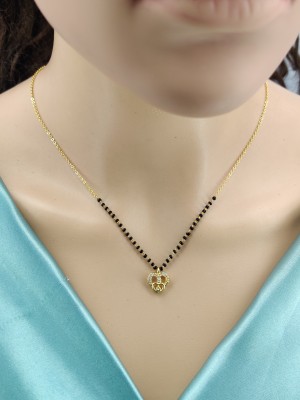 Dham Jewels Gold Plated American Diamond New Pendent Heart 3 Mangalsutra For All Age Women.. Alloy Mangalsutra