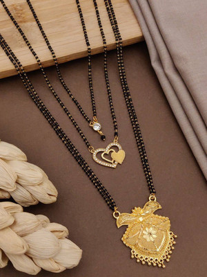 LaChoiceIt Combo of 3 Traditional Daily Wear Mangalsutra for Women and Girls Brass, Alloy Mangalsutra