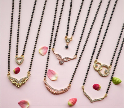 ELCETRATD JEWELLERY shimmering beautiful tanmaniya PACK OF 7 combo for women Alloy Mangalsutra