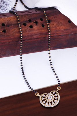 Miami Mangalsutra for women Simple Design Short Chain Ad golden magalsutra 1 gram gold Brass, Copper, Metal, Crystal, Stone Mangalsutra