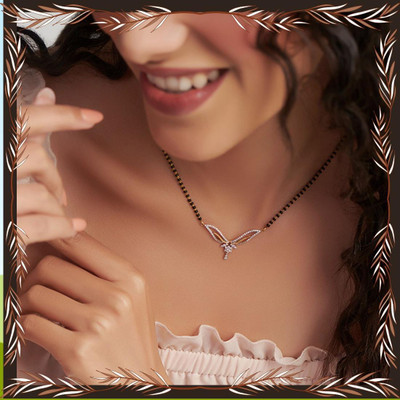 Peprika American Dimaond Gold Plated Fancy Short Mangalsutra Alloy Mangalsutra
