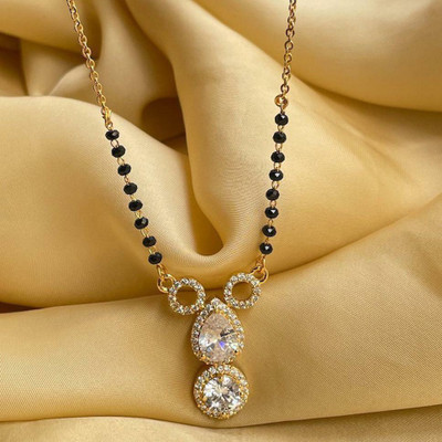 Qyuri Bollwood Actress Katrina Kaif Double Diamond Gold Plated bead Chian Mangalsutra Alloy Mangalsutra