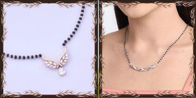 Temora American Dimaond Gold Plated Designer Short Mangalsutra Alloy Mangalsutra
