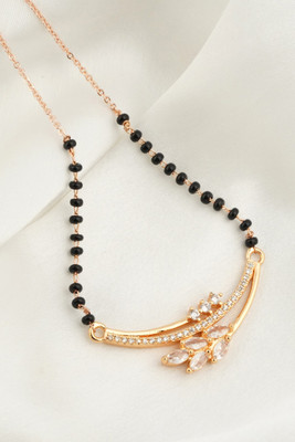 MAME CREATION Traditional Gold Plated AD Diamond Mangalsutra for Women Alloy Mangalsutra