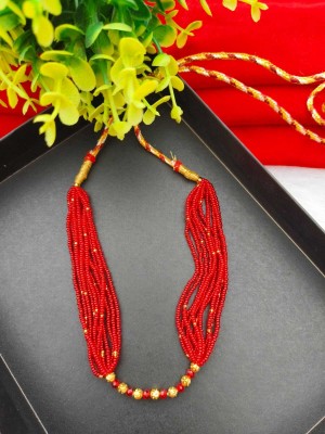 YuviKrissh Elegant Red Mangalsutra with Gold Plated Polish Alloy Mangalsutra