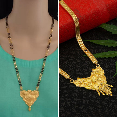 Dency Gold plated Mangalsutra Set Pack Of 2 For Wedding / Daily Use Brass Mangalsutra