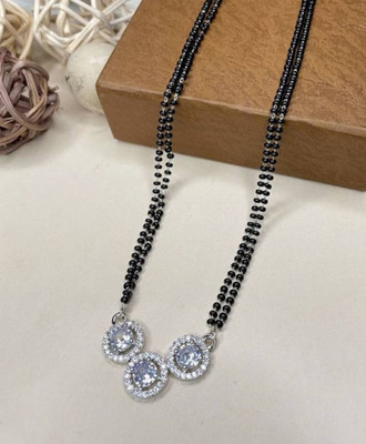 Temora American Diamond Short Mangalsutra For Women Brass Mangalsutra