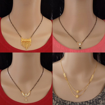 Dency Designer Alloy Gold Plated Mangalsutra For Women and Girls Pack of 4 Alloy Mangalsutra