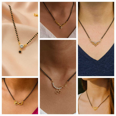 ELCETRATD JEWELLERY shimmering beautiful tanmaniya PACK OF 6 combo for women Alloy Mangalsutra