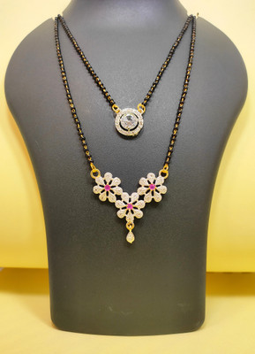 Divyanshi Collection Combo Pack Of Silver Plated Ad Mangalsutra Brass Mangalsutra