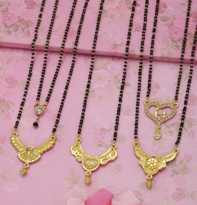 VEMISTHI combo of 5 Brass, Crystal Mangalsutra