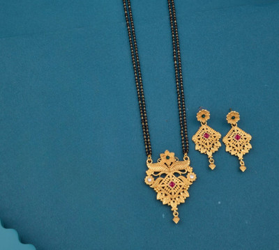 WoyGems Alloy Gold-plated Gold, Black Jewellery Set(Pack of 2)