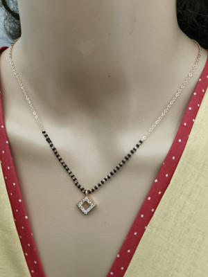 DHARM JEWELS Fancy Rose Gold Plated Rhombus Shape Mangalsutra For All age Women. Alloy Mangalsutra