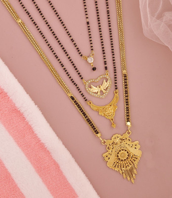 Siyajewelly bestseller combo of 4 Brass, Crystal Mangalsutra