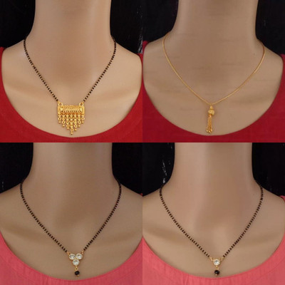 RAMDEV ART FASHION JEWELLERY Designer Alloy Gold Plated Mangalsutra For Women and Girls Pack of 4 Alloy Mangalsutra