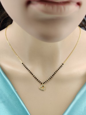 Dham Jewels Gold Plated American Diamond New Pendent Heart 4 Mangalsutra For All Age Women.. Alloy Mangalsutra