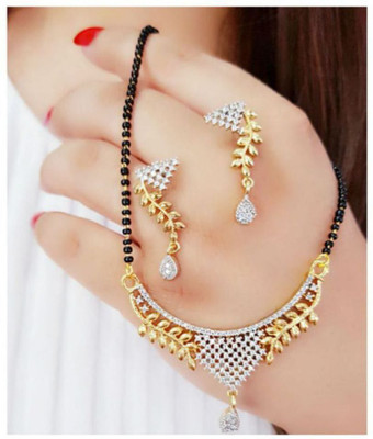 Anamya Alloy Gold-plated Black Jewellery Set(Pack of 1)