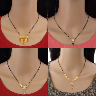Dency Designer Alloy Gold Plated Mangalsutra For Women and Girls Pack of 4 Alloy Mangalsutra