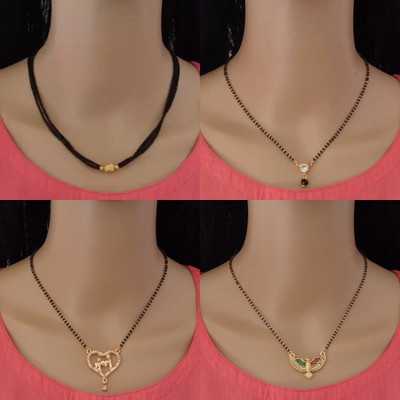 Dency Designer Alloy Gold Plated Mangalsutra For Women and Girls Pack of 4 Alloy Mangalsutra