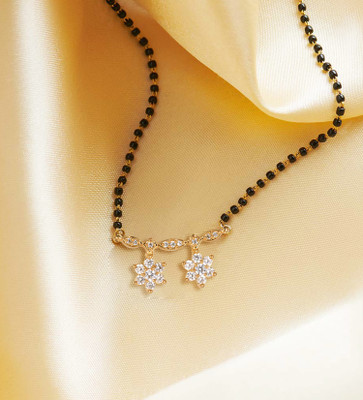 MEENAZ Mangalsutra for women Simple Design Short Chain Ad golden magalsutra 1 gram gold Brass, Copper, Metal, Crystal, Stone Mangalsutra