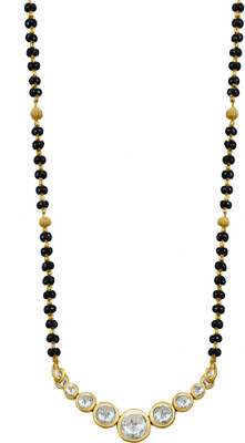 vien CZ Mangalsutra for Women | Daily Wear Black Beads Chain with Seven-Stone Pendant Stainless Steel Mangalsutra