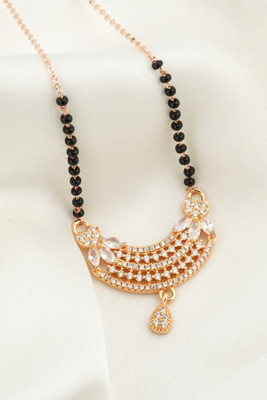 MAME CREATION Traditional Gold Plated AD Diamond Mangalsutra for Women Alloy Mangalsutra