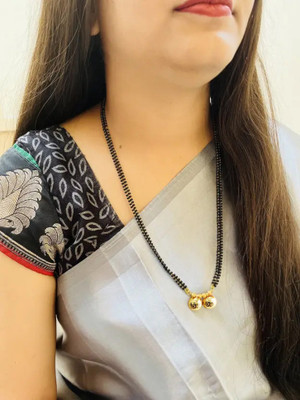 Hinaart Black Beads Long Mangalsutra for Women (30 Inch) Brass Mangalsutra