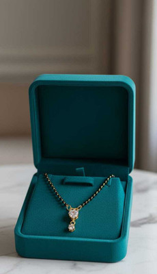 Diyaana Diyaana Creation Elegant Solitaire Drop Heart Shaped Pendant Mangalsutra. Alloy Mangalsutra