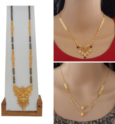 Dency Brass Gold-plated Gold Jewellery Set(Pack of 3)