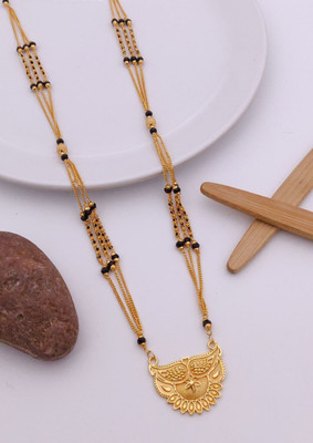 Trishakti 3 Line Mangalsutra with Fancy Pendant Micro Gold Plated 36 Inch Brass Mangalsutra